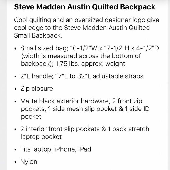Steve Madden Bold Red Quilted Backpack?Last deal ?